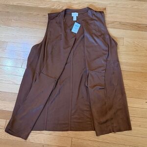 Chico’s Faux Suede Drape Vest Size 3 (US 16) Brown Open Front NWT